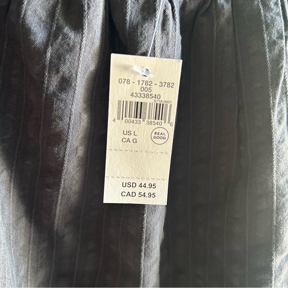 NWT Off the Shoulder Seersucker Puff Sleeve Aerie A Line Top Smoked Gray Large - Picture 8 of 10